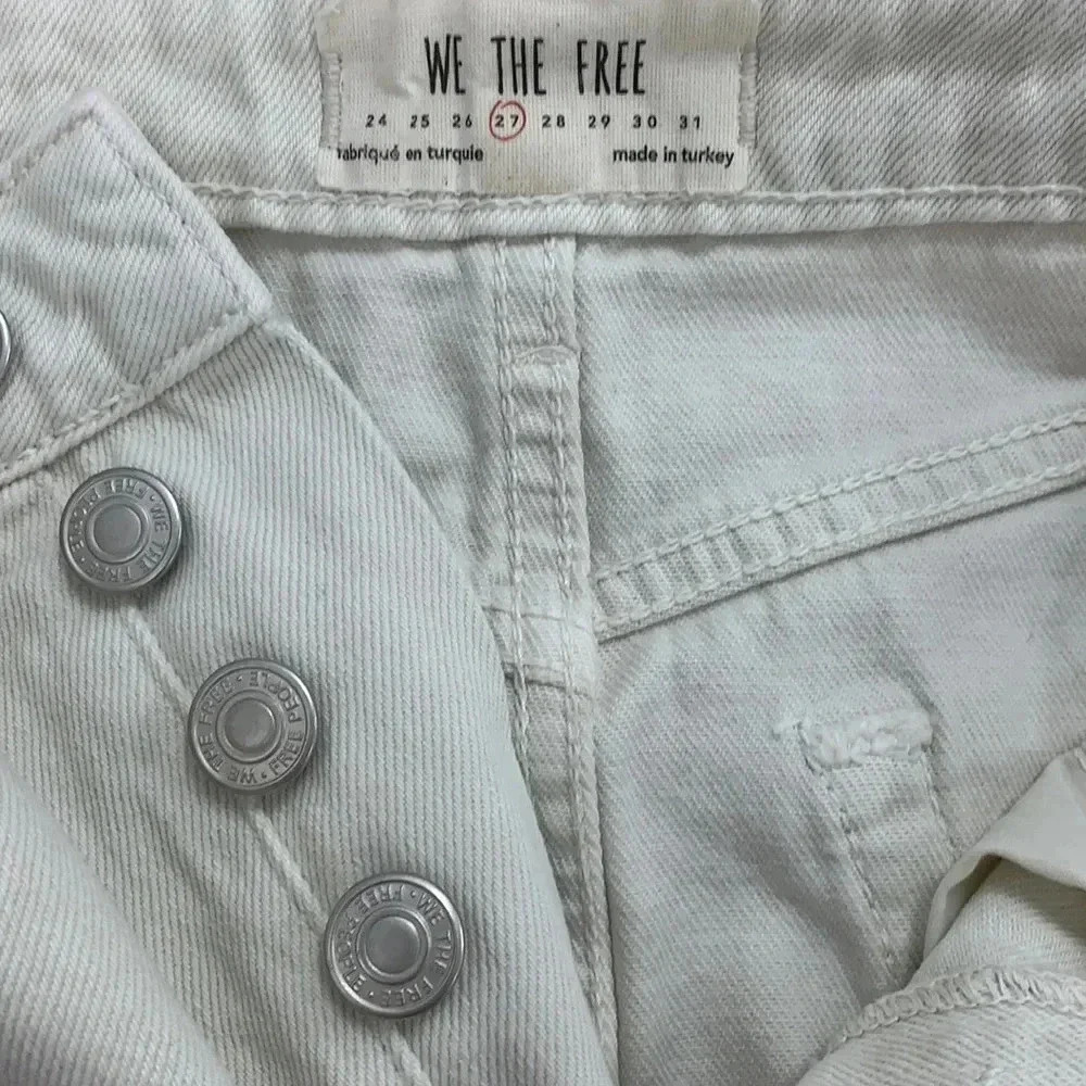 Free People Distressed A-Line Denim White Skirt Size 27 - Picture 5 of 5